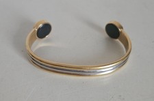 Bioflow Duet Unisex Magnetic Therapy Bracelet Bangle Two-Tone Gold Plate/Steel