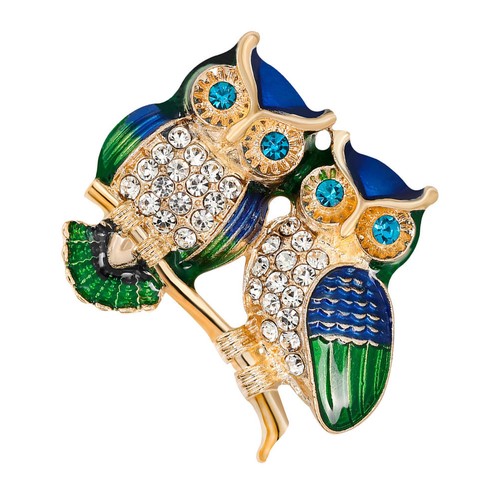 Alloy crystal owl brooch - crystal,