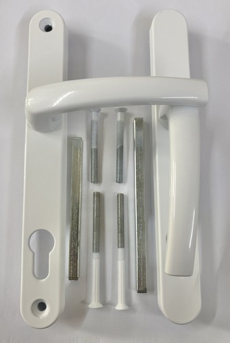White upvc door handles pair - white,