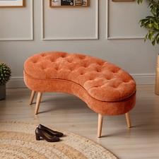 Chenille Upholstered Bench Bed End Window Seat Ottoman Storage Stool Bedroom 