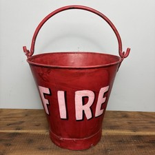 Vintage Red Fire Bucket - Rustic Metal Bucket - Ideal Planter / Kindling Bucket