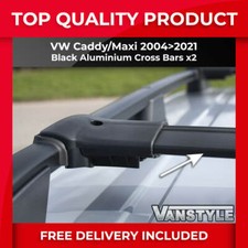 FITS VW CADDY / MAXI BLACK CROSS BAR SET FOR ALUMINIUM ROOF BARS ROOF RACK 04>21