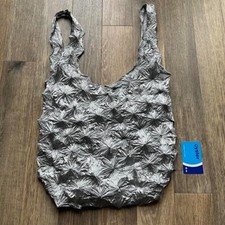 ZARA TEXTURED SHOULDER BUCKET BAG Silver STRETCHY FABRIC SHOPPER TOTE BAG - BNWT