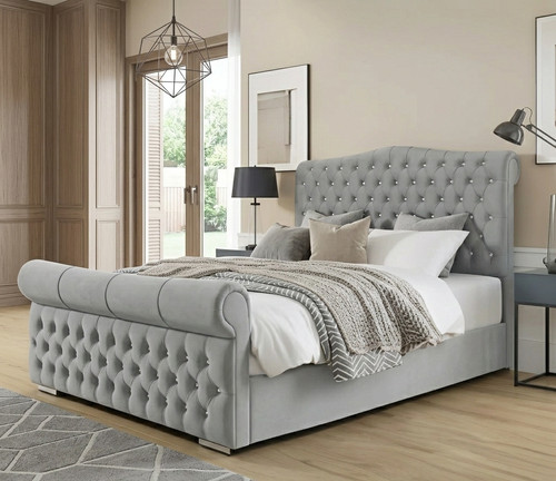 New scroll sleigh bed - new,