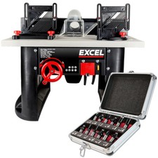 Excel Bench Top Router Table 240V With 12 Piece 1/2" Router Cutter Bit Set