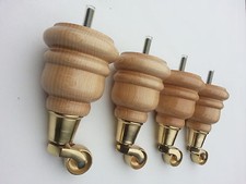 Set of new furniture / sofa / Chair wooden feet / legs. Chrome or brass castors
