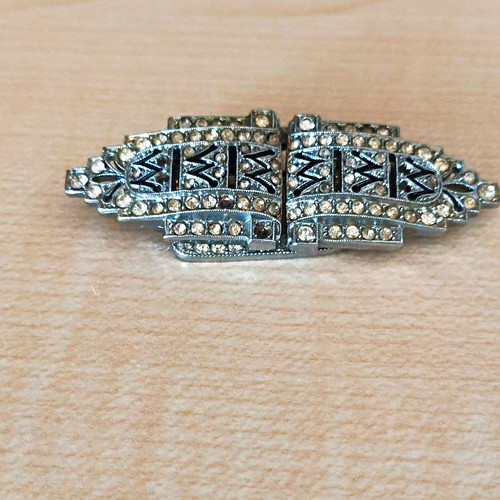 Silver geometric dress clip - geometric,