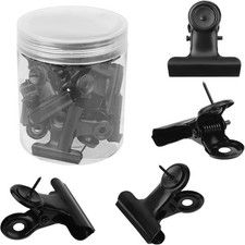 20x Bulldog Clip with Pushpin Metal Paper Binder Grip Foldback Clips Home Office