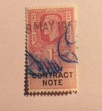 GB KG VI Contract Note duty stamp 1/- used signature ink has run see scan