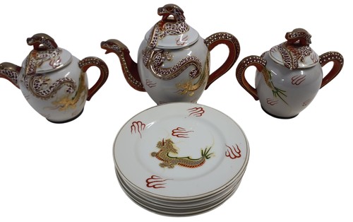 Dragon motif porcelain tea - dragon,