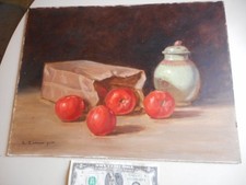 Vintage unframed Signed R. Eichman Oil Painting on Board