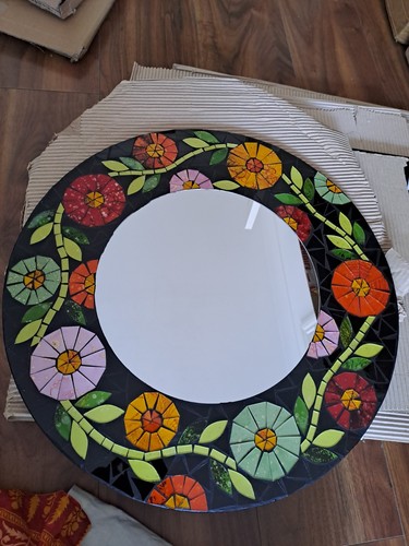 Hand carved mosaic mirror - mosaic,