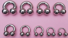 SURGICAL STEEL HEAVY GAUGE HORSESHOE PRINCE ALBERT CUSTOM BALLS NIPPLE RING NEW