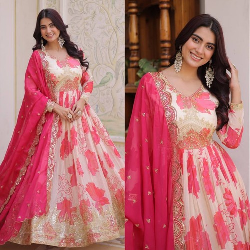 Anarkali gown dupatta - gown,