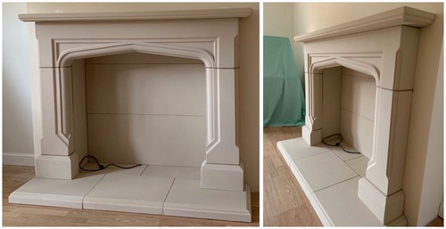 Gothic style stone fireplace - style,