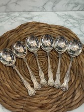 6 Silver Plate Soup Spoons