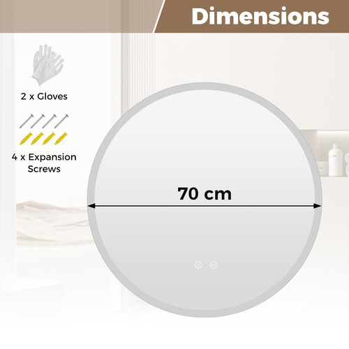 Round led bathroom - 70, cm