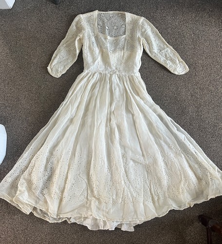 Vintage 50s cream - vintage, broderie