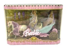 2005 BARBIE MINI KINGDOM GOLD PINK CARRIAGE HORSE MINI PRINCESSES NIB GP