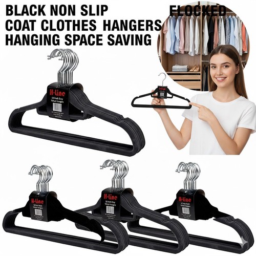 Black non slip flocked - black, non-slip