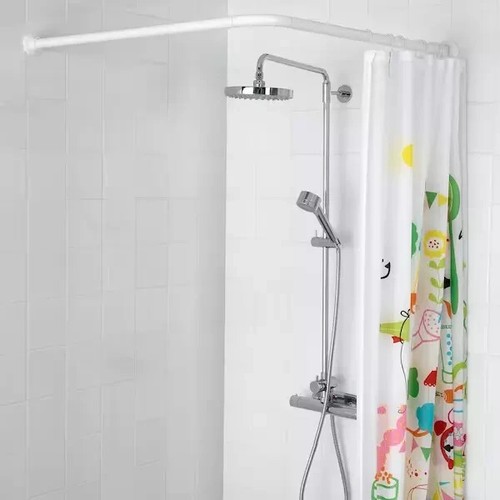 White shower curtain rail wall - white,
