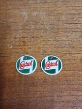2 x Vintage Castrol Motor Oil Petrol Key Ring Fob Badge Emblem Can Classic Car 