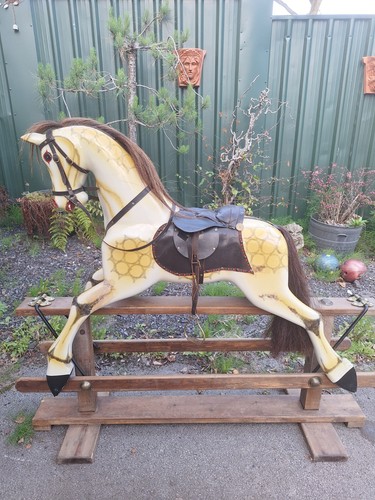 Vintage large wooden rocking - wooden,