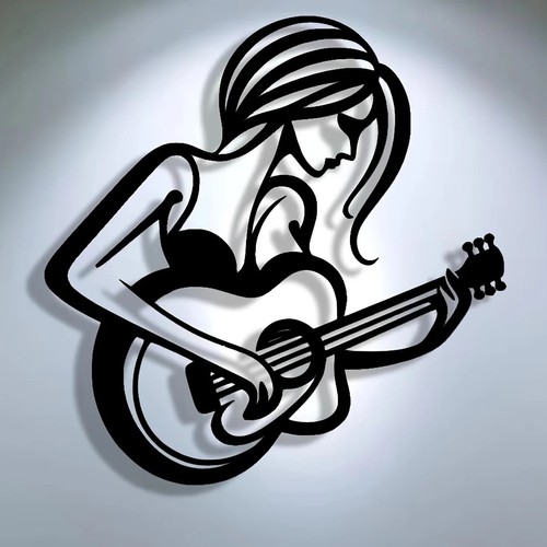 Abstract guitarist metal - metal, wall