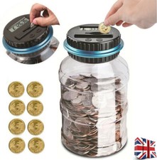 Digital UK Coin Automatic Counting Money Box Jar LCD Display Large Capacity 1.8L