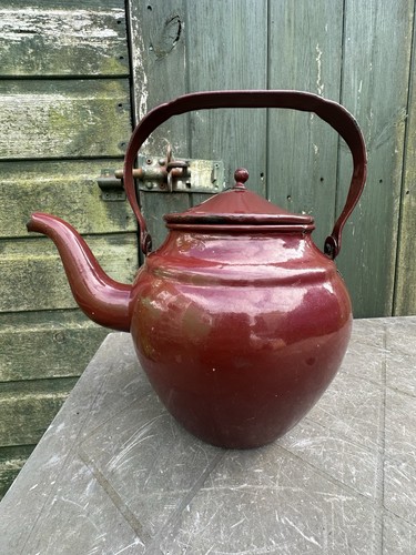 Vintage brown enamel - brown, metal