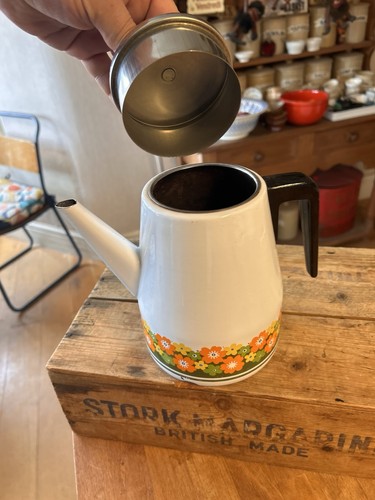 Vintage white enamel coffee - enamel,
