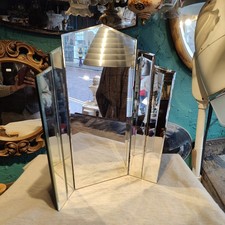 Antique Style Art Deco Dressing Table Top Fan Shaped  Bevelled Mirror Vintage V