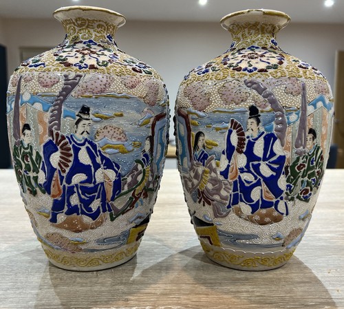 Pair antique japanese satsuma - pair,