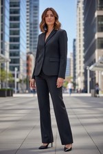 Ann Taylor Business Suit Black Pinstripe Wool Pants Sz8 Lined Jacket 10 Lined