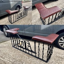 Fabulous Wrought Iron Twin Gated Ruby Red Leather Seated Club Fender (c.1910-30)