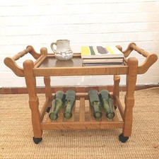 Vintage Danish Oak Trolley Attributed To Henning Kjaernulf 1970's