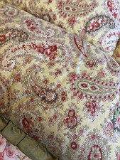 Vintage Eiderdown Quilt Lemon & Green Paisley L156cm