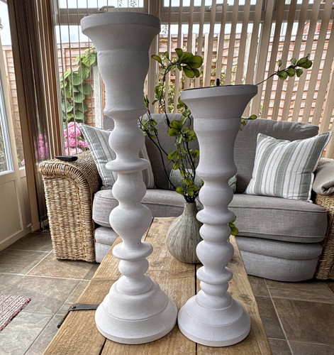 Pair large white pedestal - pair,