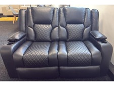 Black Aire Leather Electric Recliner 2 Seater Orlando USB CupHolders| EX DISPLAY