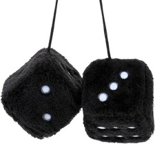 1 Pair 3” Black Fuzzy Plush