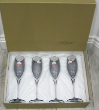 Box Set 4x Art Decor Grey/Blue With Gold Rim Champagne Flutes - New & Labelled