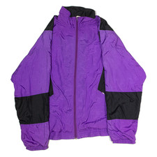 Vintage Mens Shell Jacket Purple Nylon 90s Colourblock XL