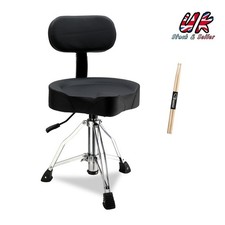 Adjustable Height Drum Throne w/ Back Drumstick Hydraulic Drum Stool Saddle Seat