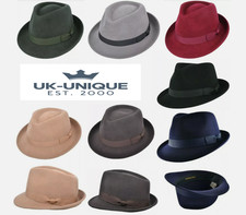 Mens Waterproof Trilby Hat Crushable Handmade With Grosgrain Band 100% Wool