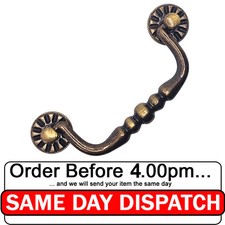 Brass Solid Vintage Handle Cabinet Drawer Drop Swan Neck Handles Old 452