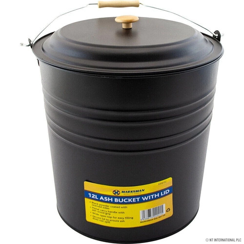 12l metal ash bucket - with, lid