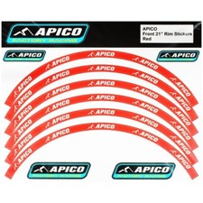 APICO TRIALS BIKE WHEEL RIM STICKER DECALS. TOP QUALITY. **RED** FRONT & REAR!