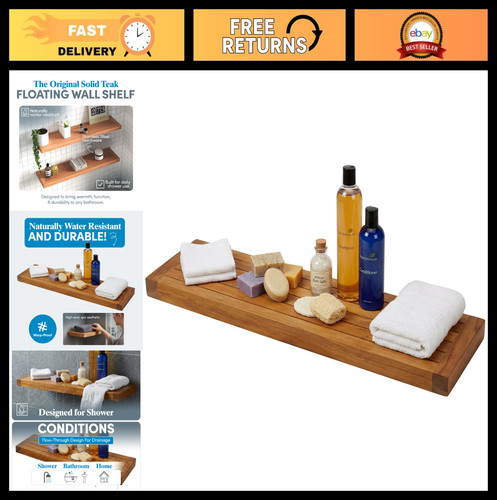 Teak floating shelf wall - 36",
