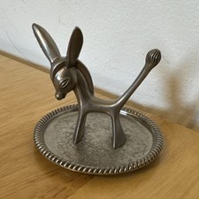 Vintage Seba Silver Plated  Donkey Ring Holder 1960s Felt Base 