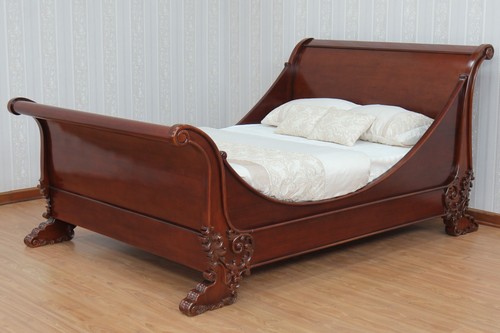Brodsworth mahogany sleigh bed - brodsworth,